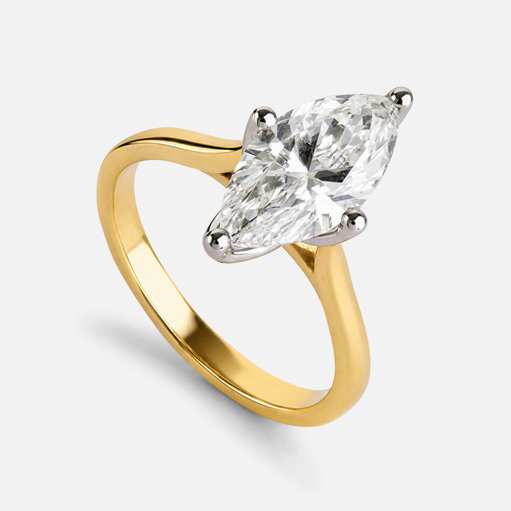 Born 18ct Yellow Gold 2.00ct Marquise Lab Grown Diamond Solitaire Ring
