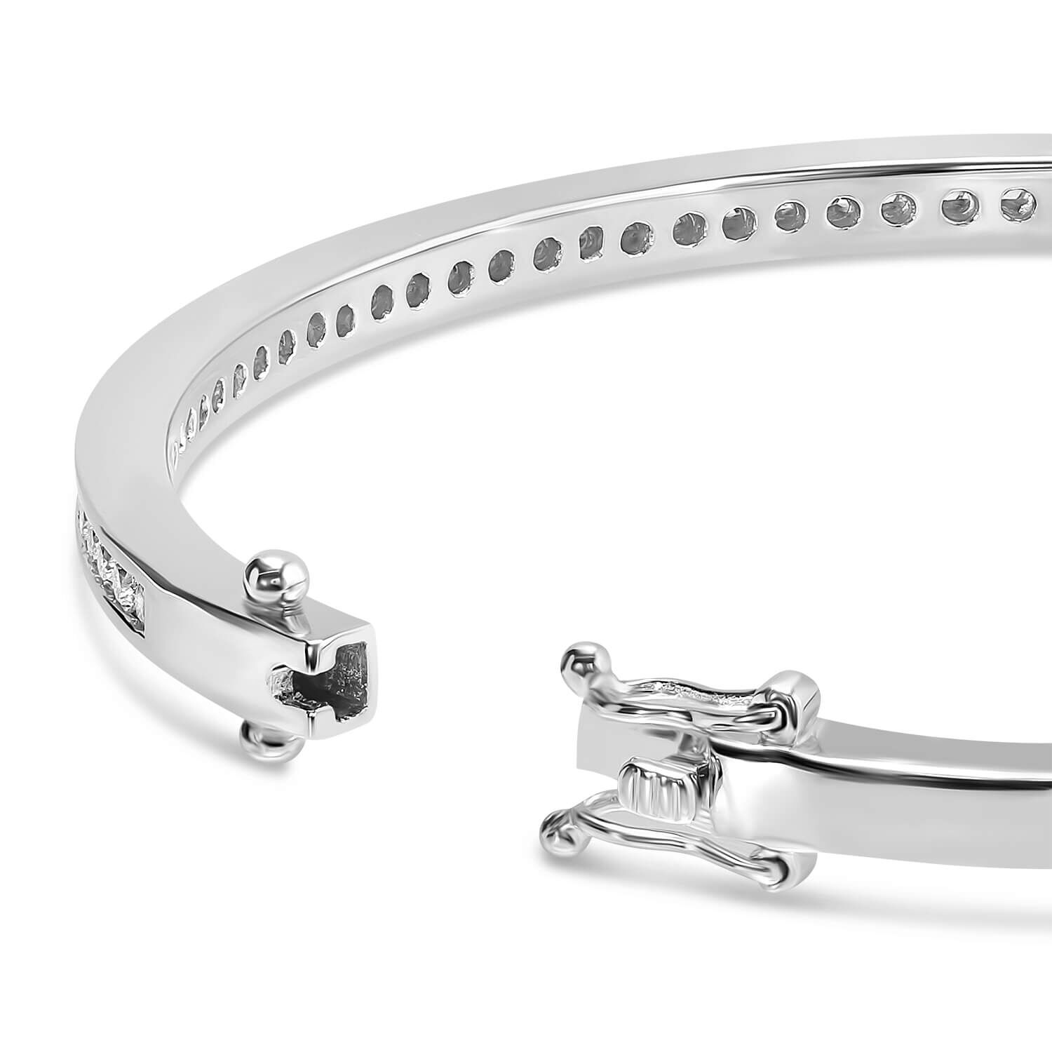 Silver bangle with cubic zirconia top