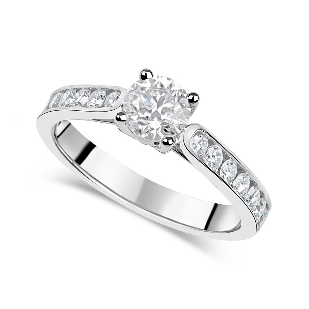 18ct White Gold 1.00ct Diamond Tulip Setting Shoulders Ring