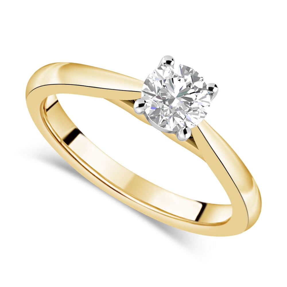 18ct Yellow Gold 0.70ct Round Diamond Orchid Setting Ring