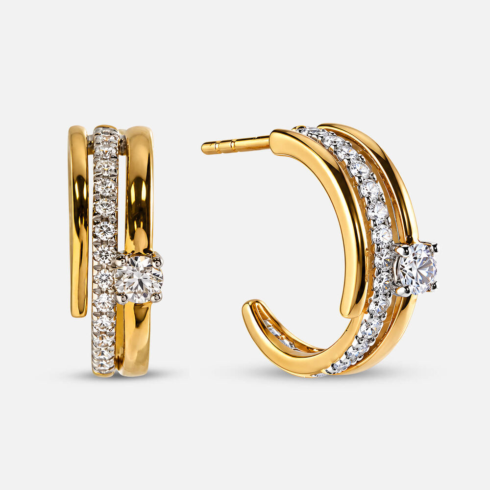 Yellow Gold Plated Vermeil Sterling Silver 0.32ct Lab Grown Three Bar Half Hoop Earrings