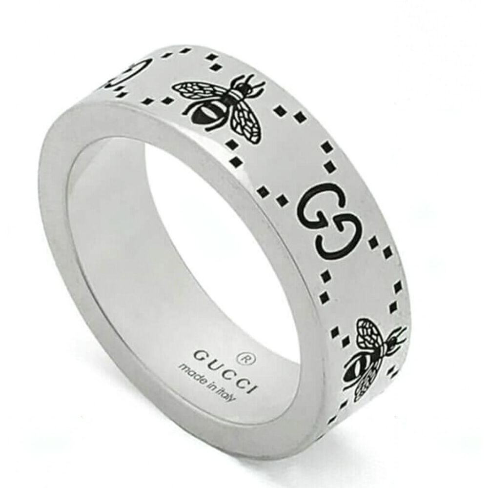 Gucci Signature Silver Bee Motif 6mm Ring (Size 16) image number 0