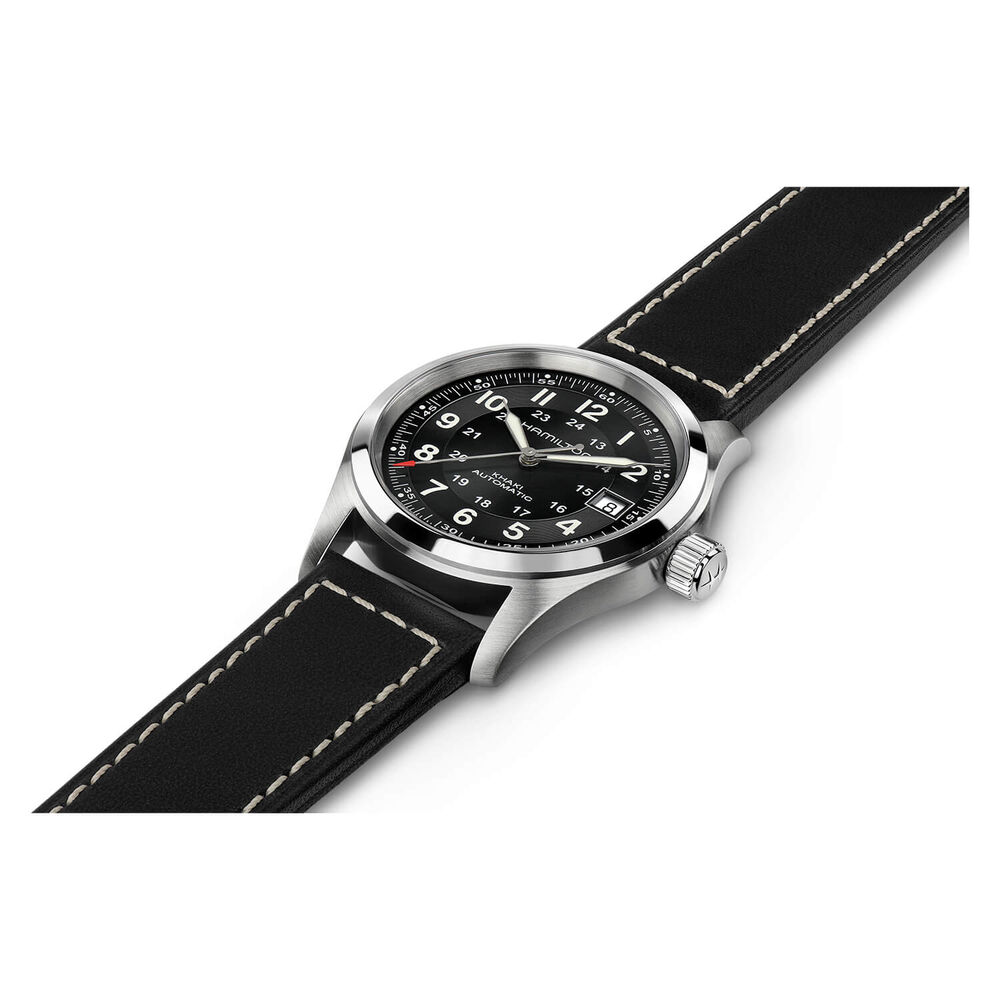 Hamilton Khaki Field Auto 38mm Black Steel Case Black Strap Watch image number 2