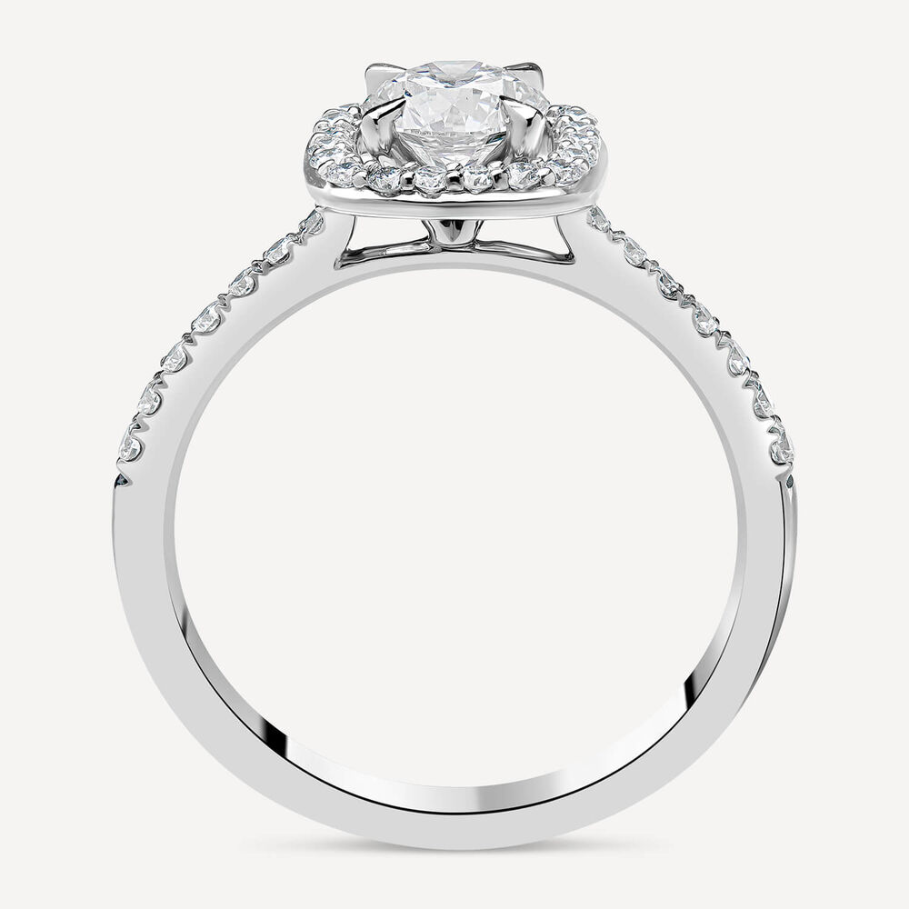 Platinum 0.60ct Cushion Diamond Halo & Shoulders Ring