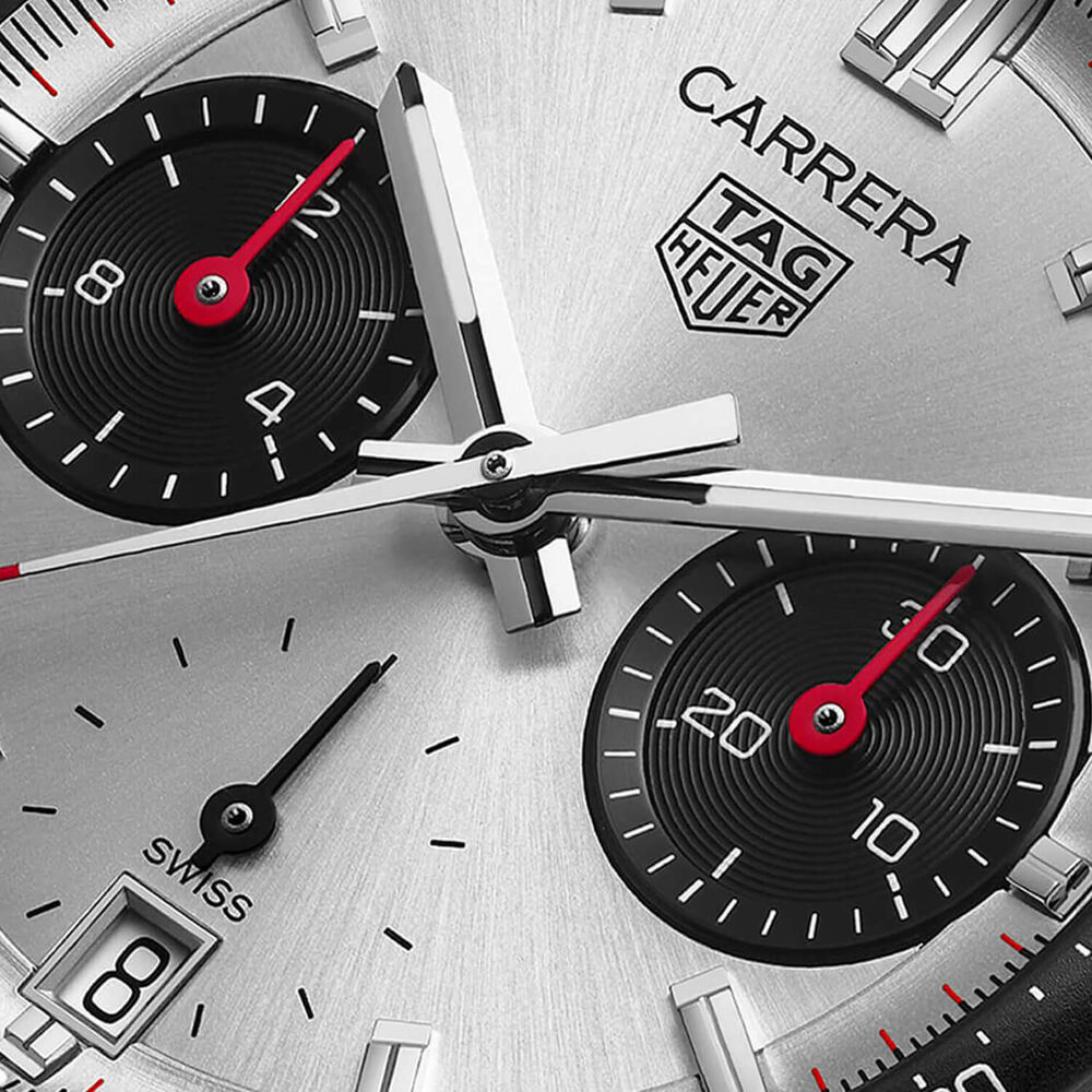 TAG Heuer Carrera Chronograph 39mm Silver Dial Steel Bracelet Watch image number 2