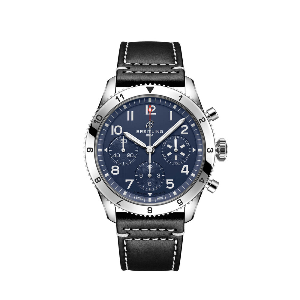 Breitling Classic AVI "Vought F4U Corsair" 42mm Blue Chronograph Dial Black Strap Watch image number 0