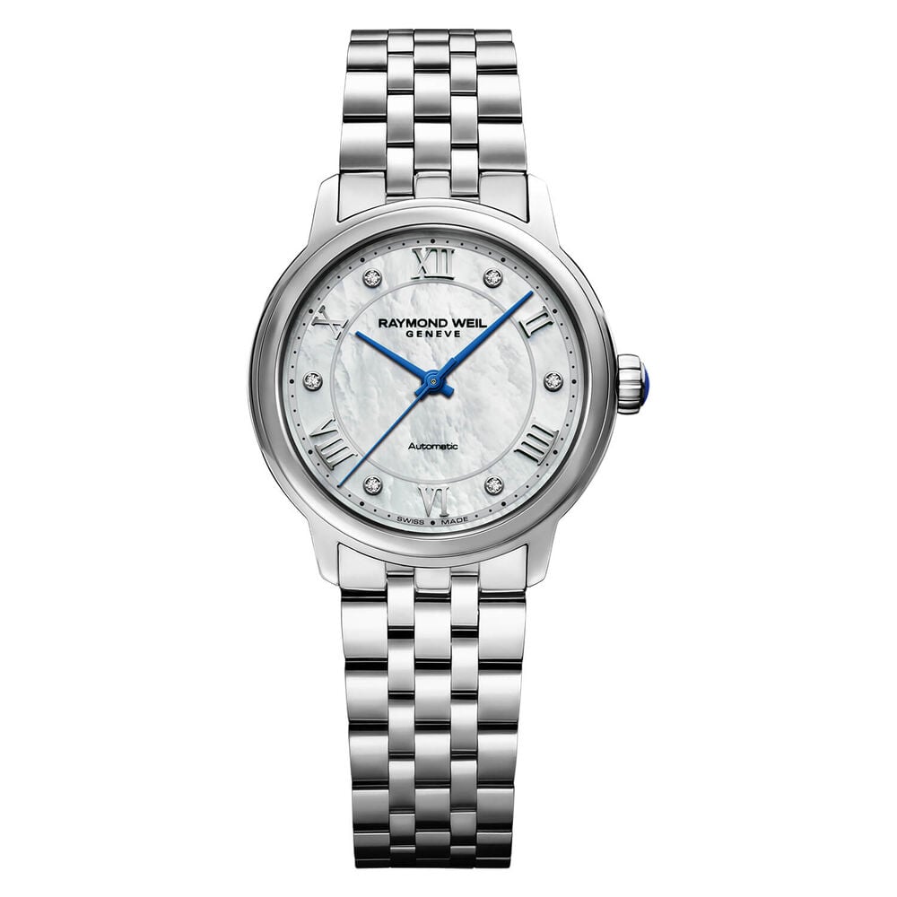 Raymond Weil Toccata 31mm Automatic Mother of Pearl Diamond Dot Dial Steel Case Bracelet Watch