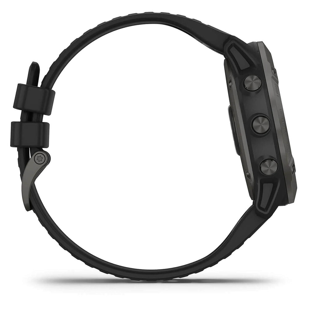 Garmin Fenix 6X Pro Solar Titanium Smartwatch Carbon Grey Black Band image number 1