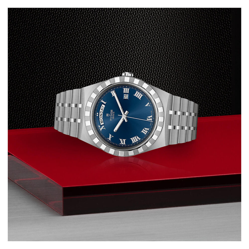 TUDOR Royal 41mm Blue Roman Numerals Dial Day & Date Steel Case Bracelet Watch image number 2