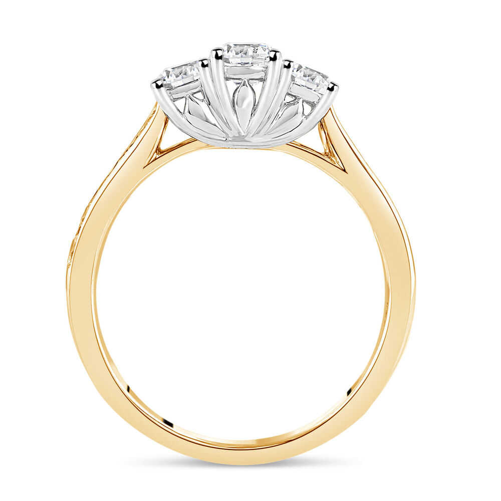 18ct Yellow Gold 1.00ct Diamond Trilogy Tulip Setting Ring
