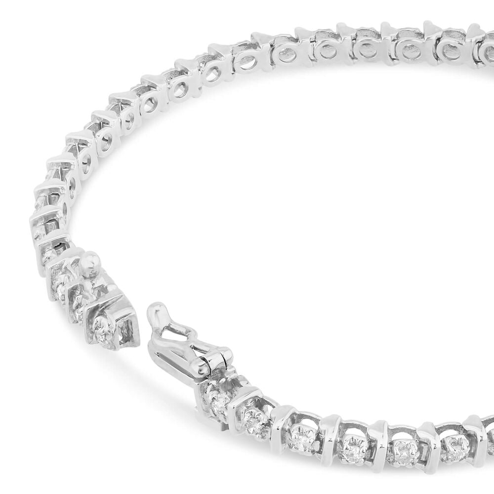 9ct white gold 0.50 carat diamond tennis bracelet image number 2
