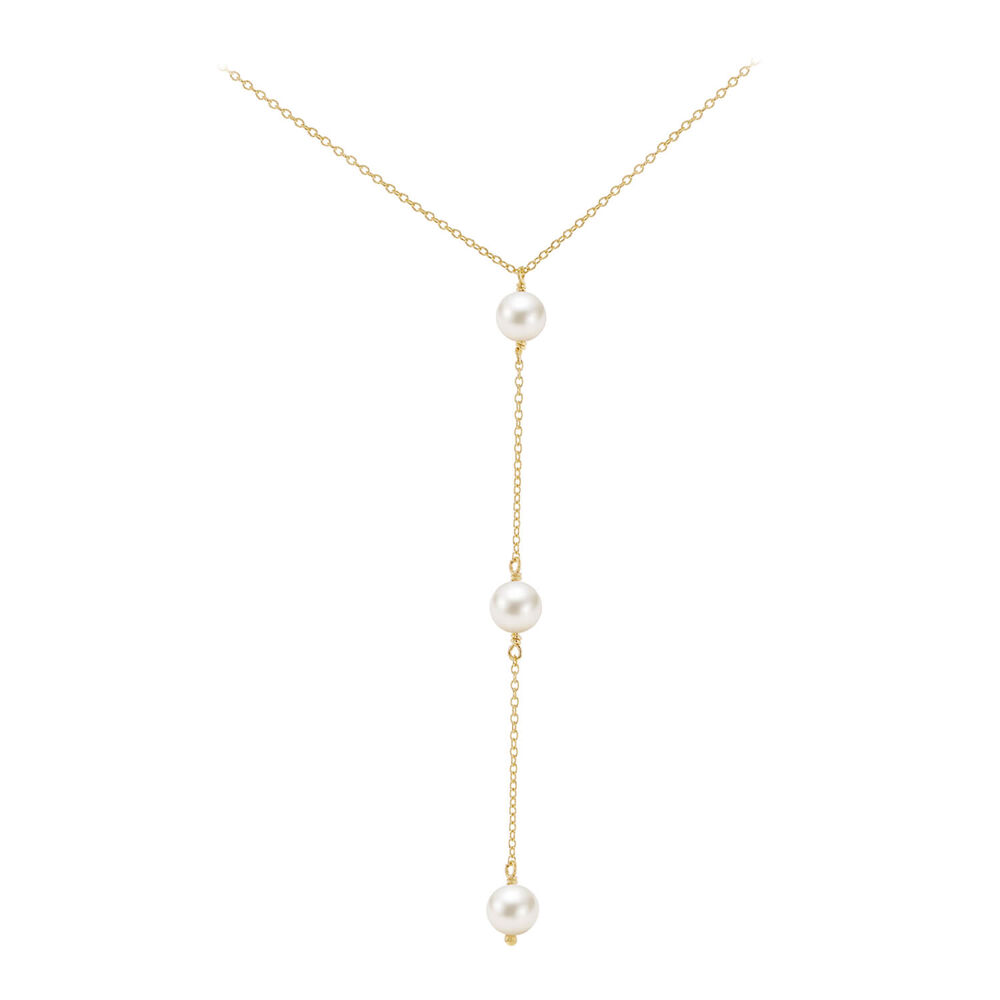 9ct Yellow Gold 3 Pearl "Y" Drop Necklet