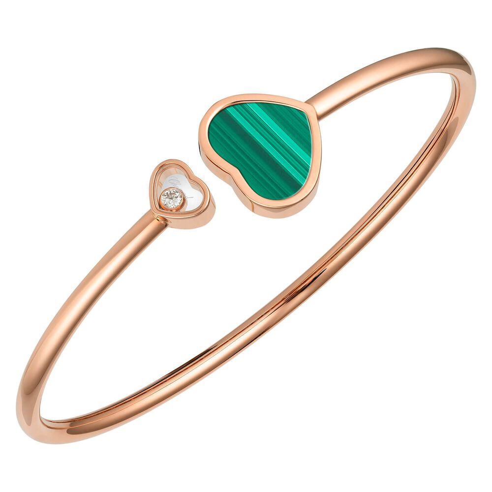 Chopard Happy Heart 18ct Rose Gold Malachite Diamond Bangle image number 0