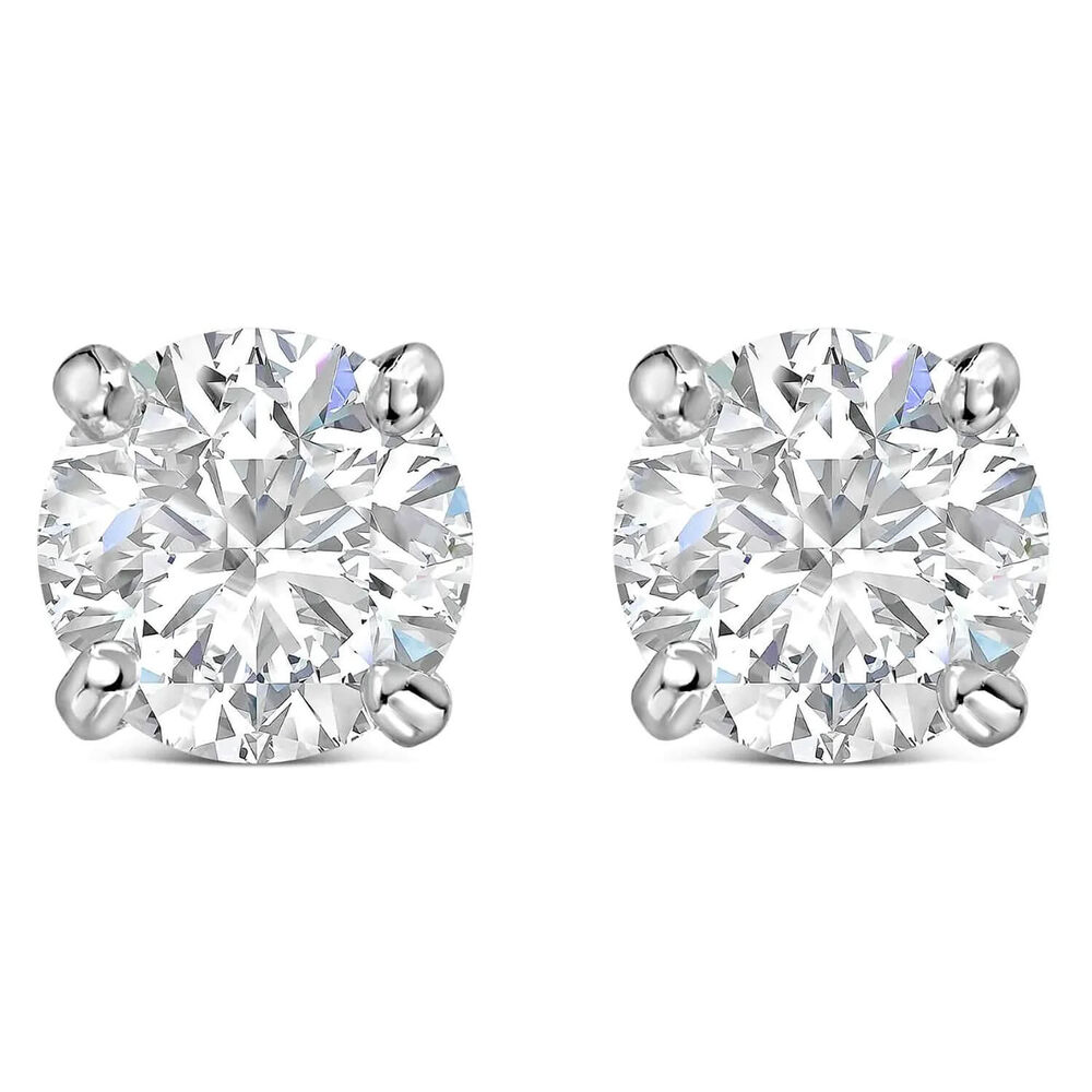 Sterling Silver Cubic Zirconia Medium Claw Stud Earrings image number 0