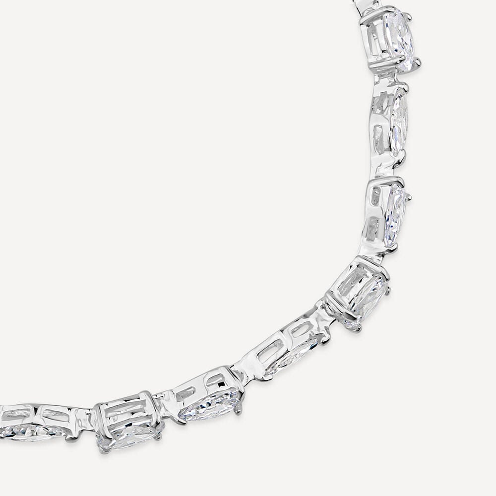 Sterling Silver Marquise & Pear& Oval Shape Cubic Zirconia Bracelet image number 1