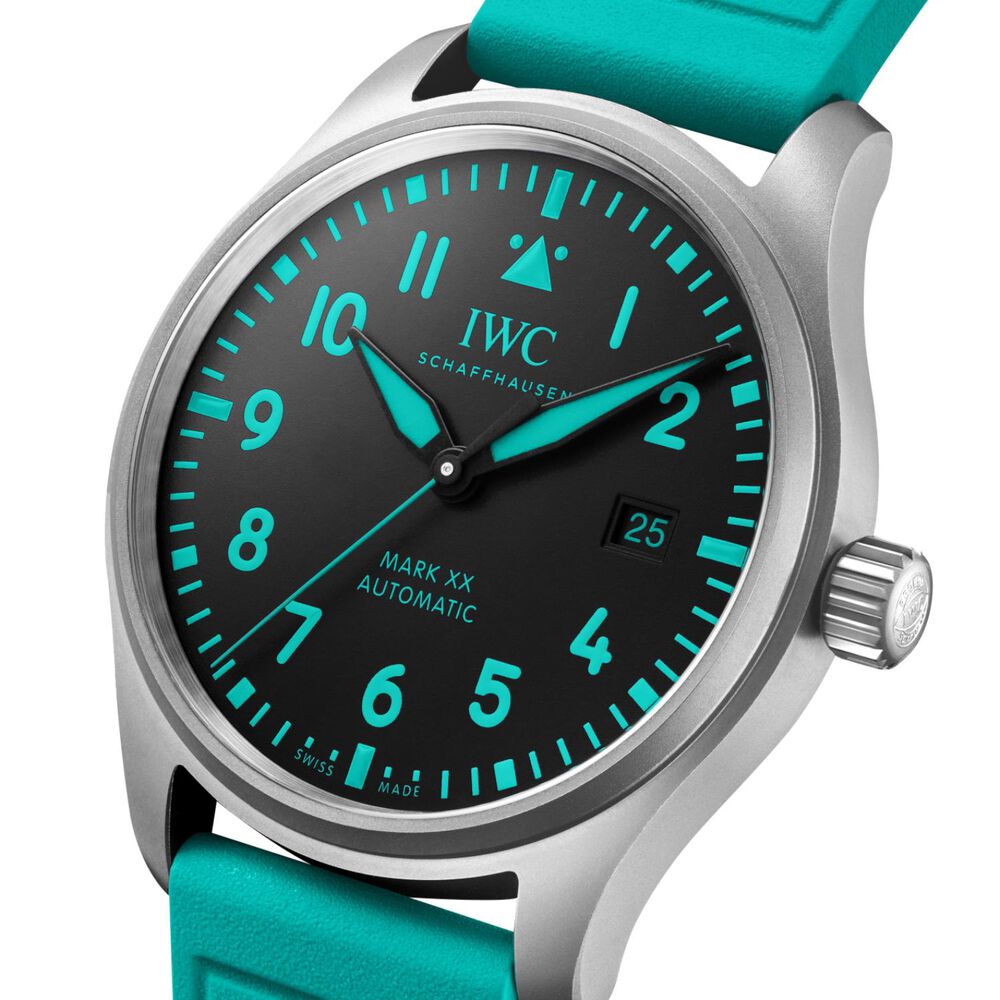 IWC Schaffhausen Pilot's Mark XX Mercedes-AMG Petronas 40mm Black Dial Green Rubber Strap Watch