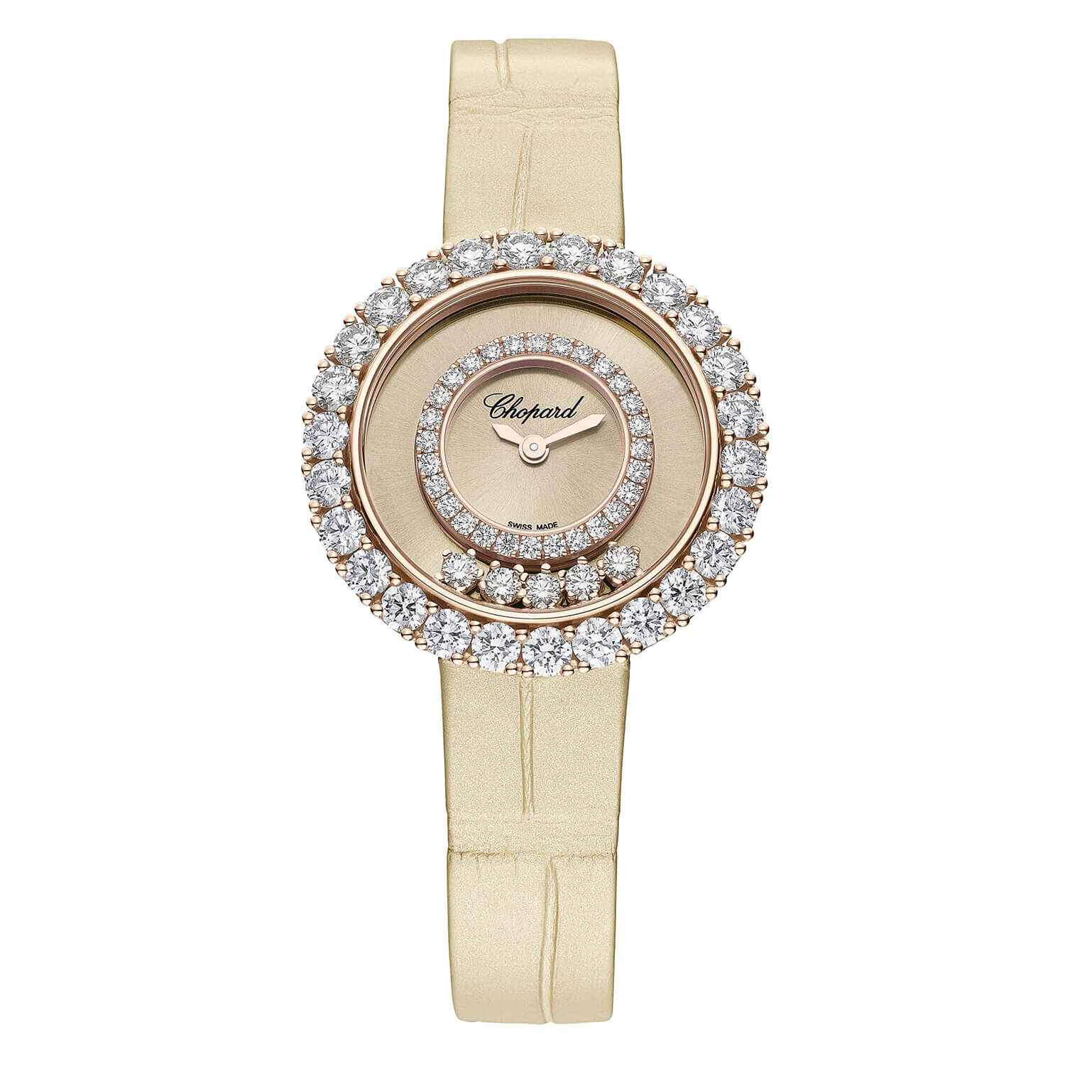 Chopard Happy Diamonds 29 Beige Rose Gold Leather Watch