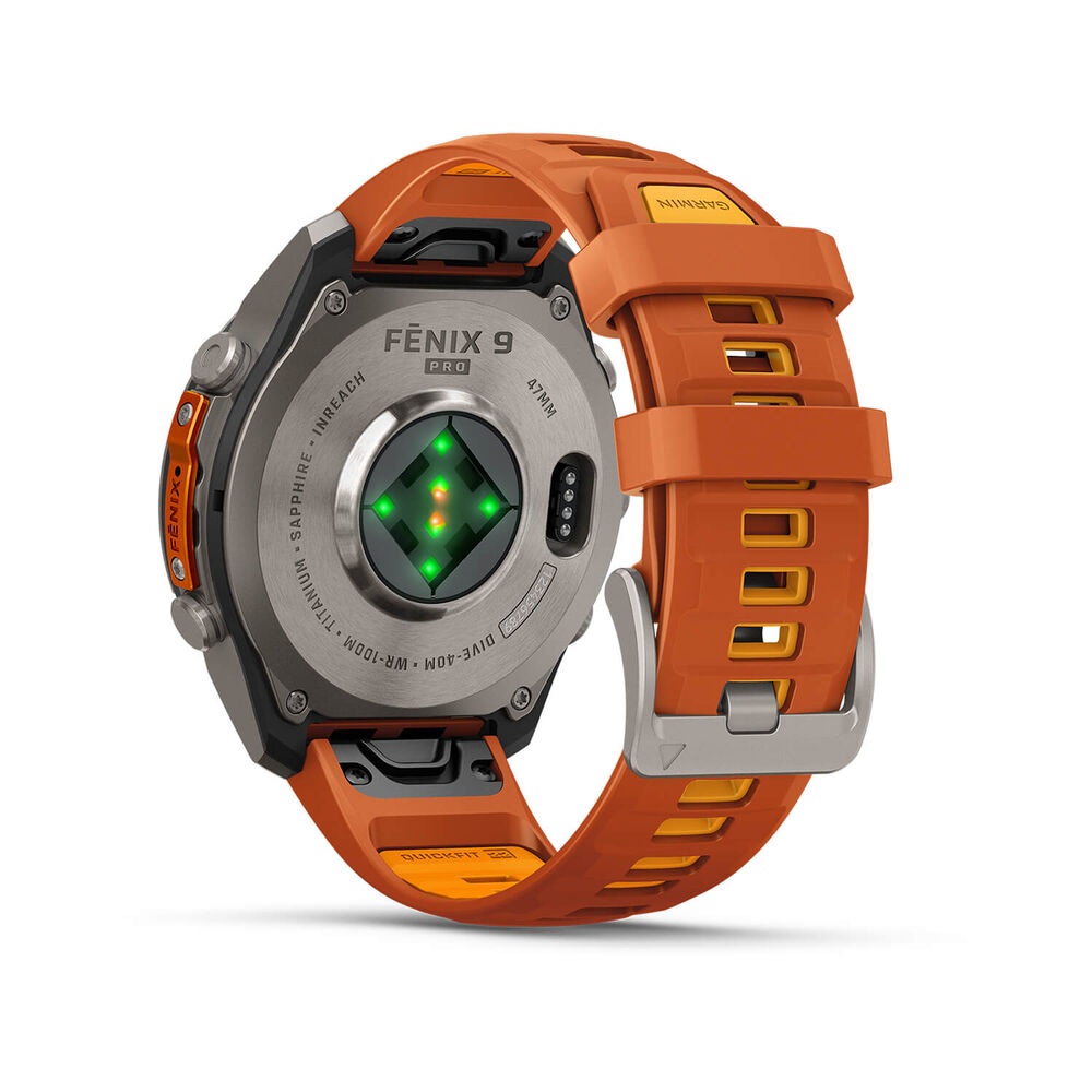 Garmin fenix 9 Pro 47mm Titanium Autumn Orange/Spark Orange Silicone Strap Watch