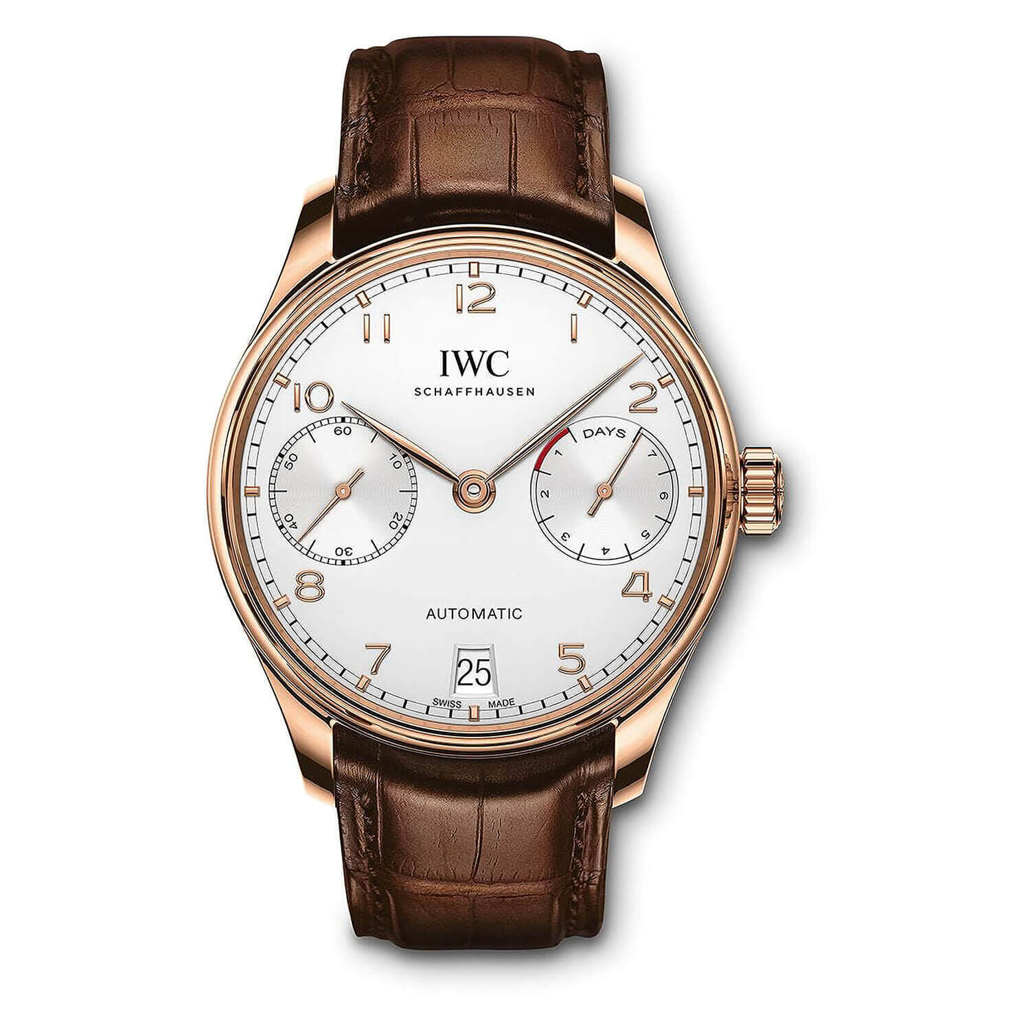 IWC Schaffhausen Portugieser Automatic Silver Dial Brown Strap Watch