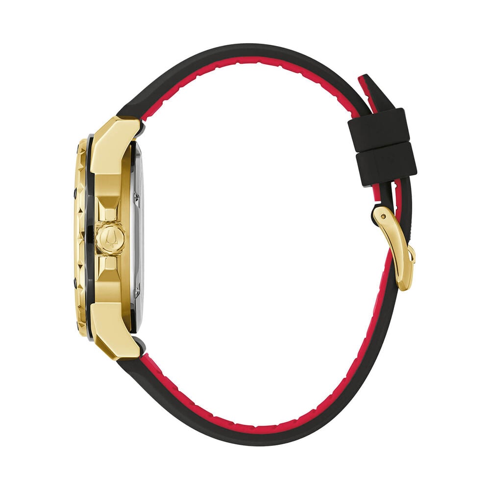 Bulova Marine Star Series A Automatic 45mm Blue Dial Yellow Gold Tone Case Silicone Strap Watch image number 2