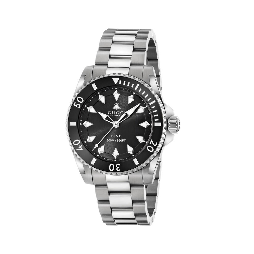 Gucci Dive 40mm Black Dial Stainless Steel Bracelet Watch