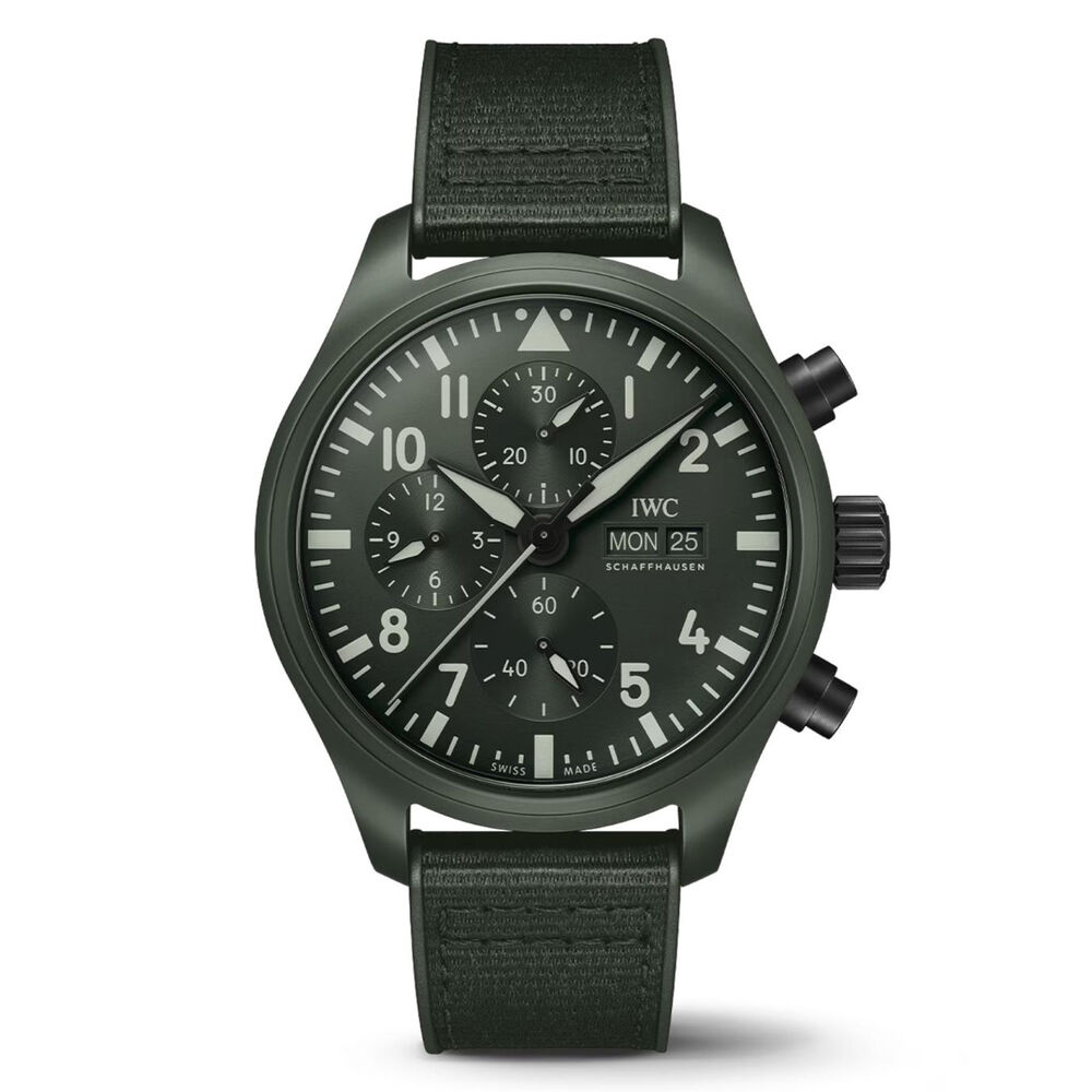 IWC Schaffhausen Pilot's Chronograph Top Gun Woodland Edition 44.5mm Dial Rubber Strap Watch image number 0