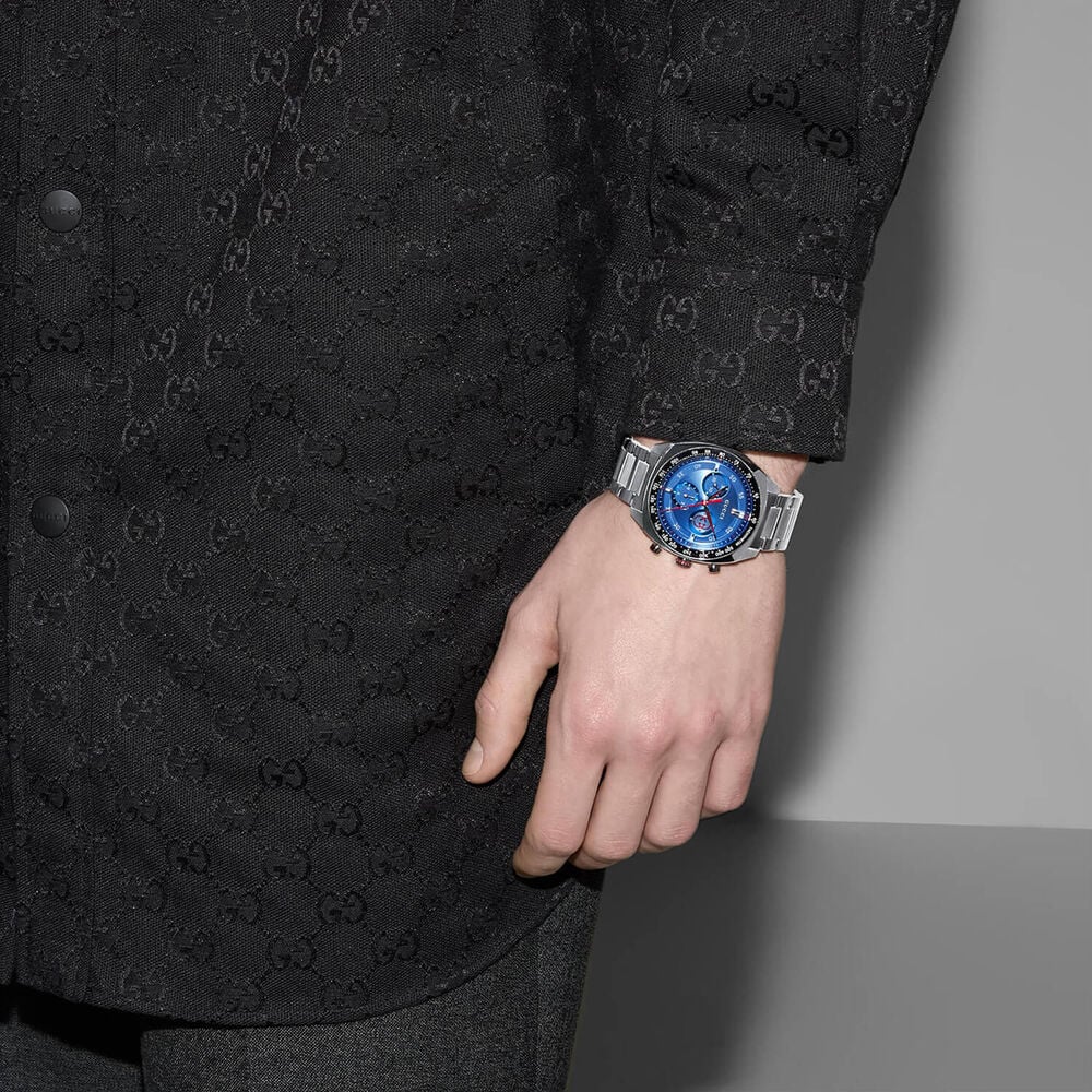 Gucci Interlocking Chronograph 40mm Blue Dial Steel Bracelet Watch