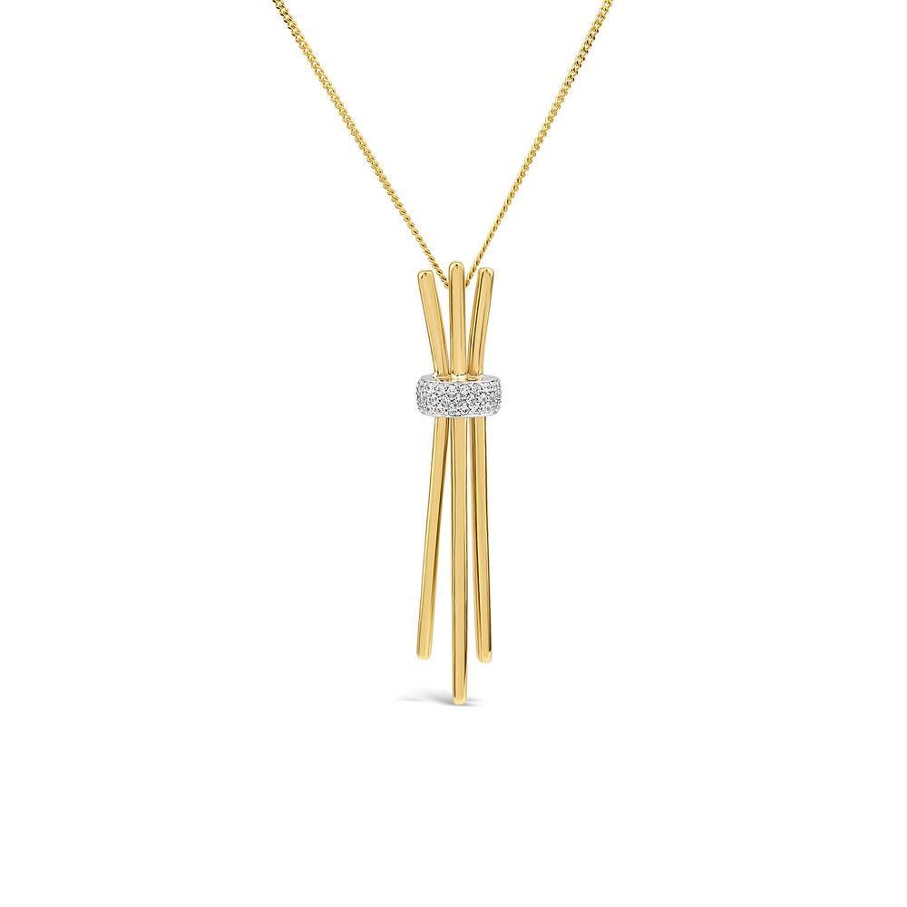 9ct Yellow Gold 0.09ct Diamond Wrap Three Long Bar Pendant image number 0
