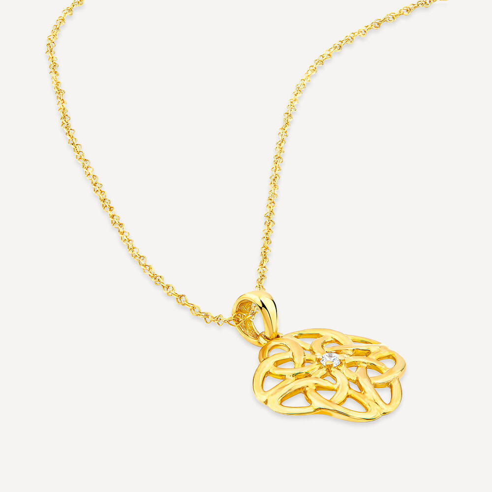 9ct Yellow Gold Cubic Zirconica Celtic Knot Pendant image number 3