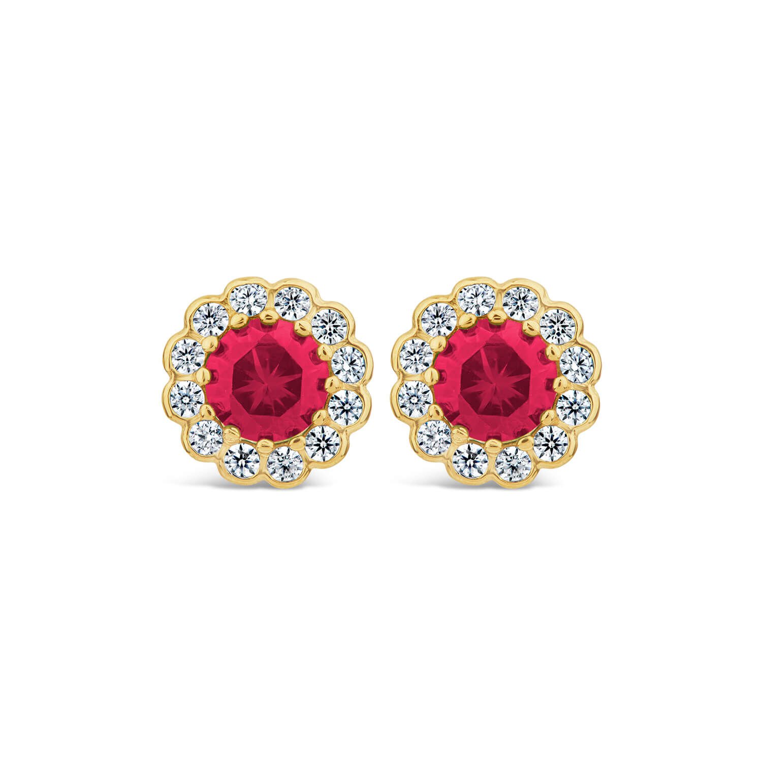 Ruby flower stud earrings sale