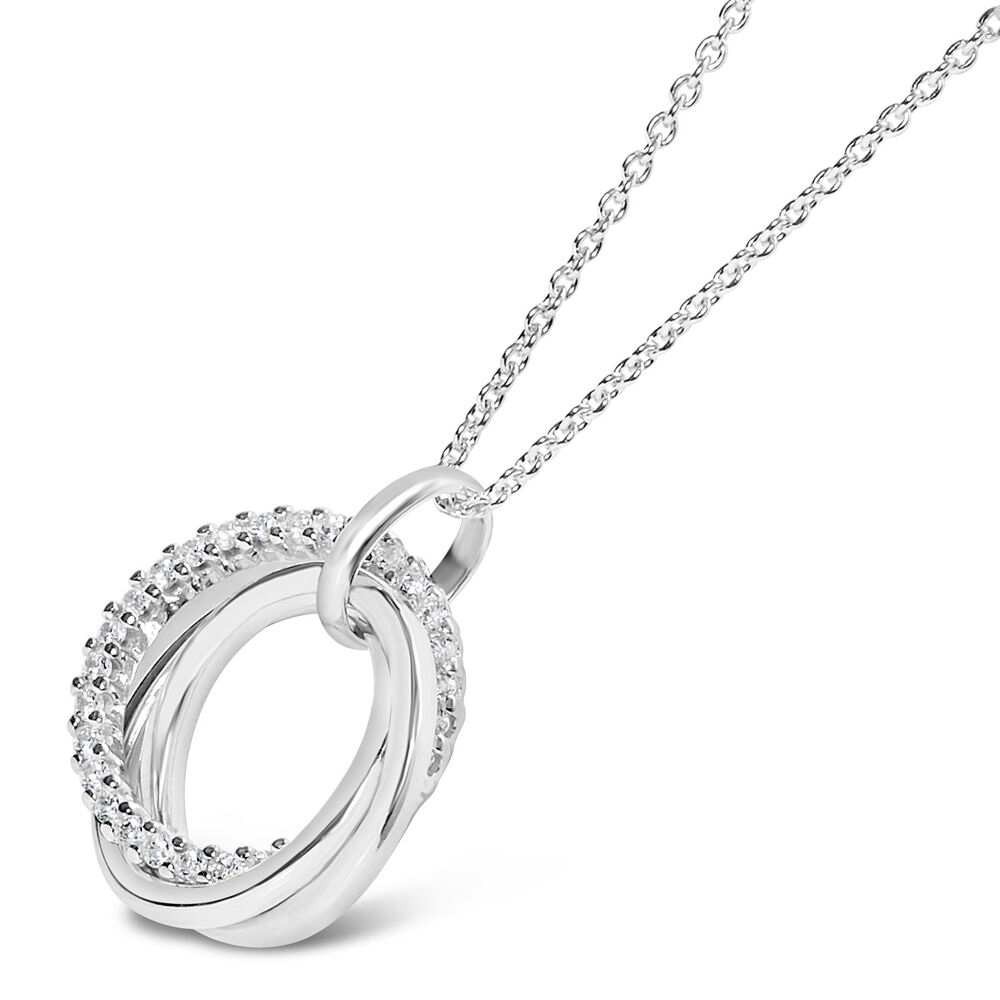 Silver Cubic Zirconia Triple Circle Pendant (Chain Included) image number 1