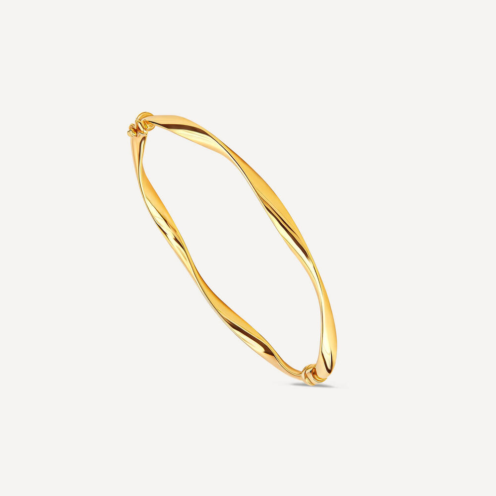 9ct Yellow Gold Twisted Tube Bangle image number 3