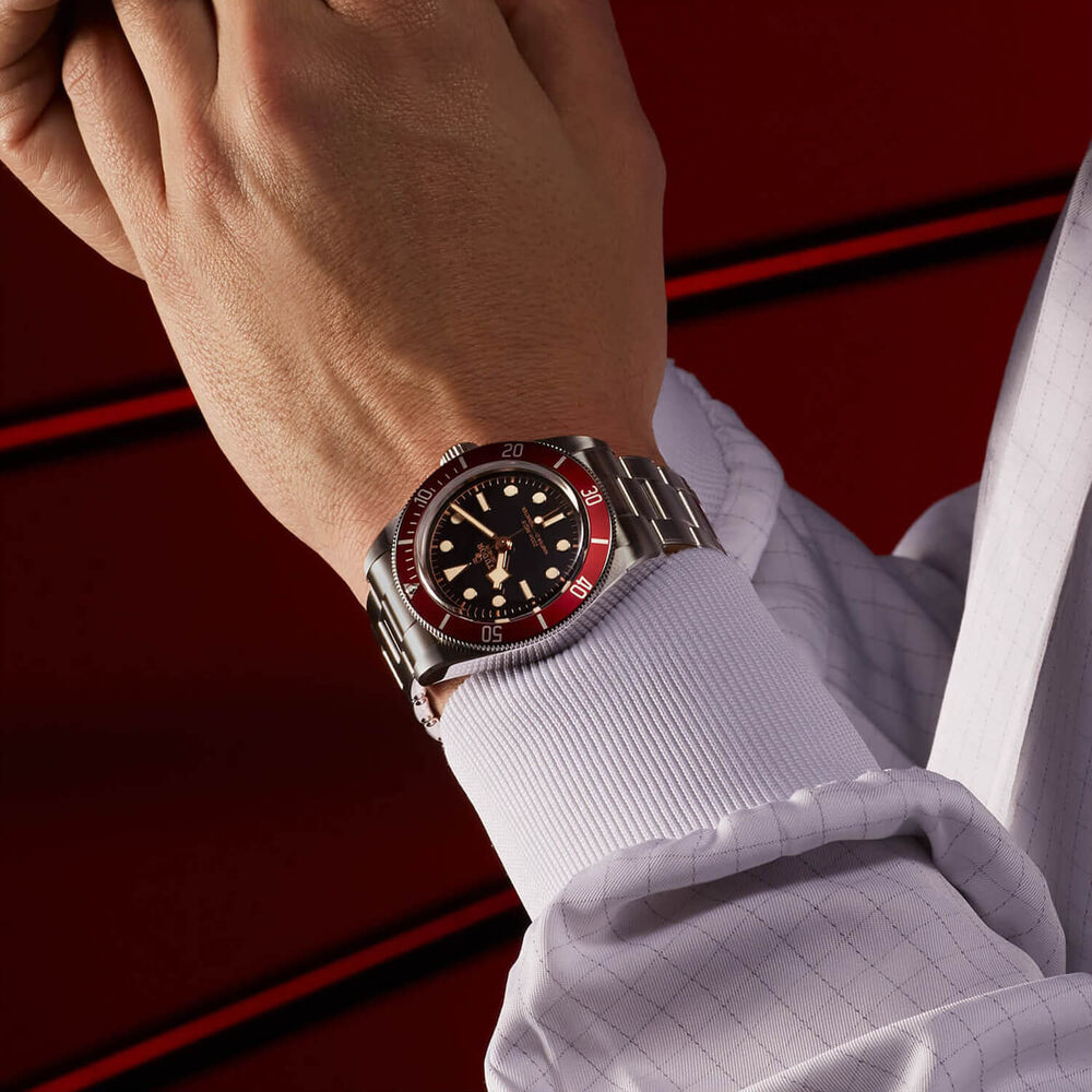TUDOR Black Bay 41mm Black Dial Burgundy Bezel Bracelet Watch image number 2