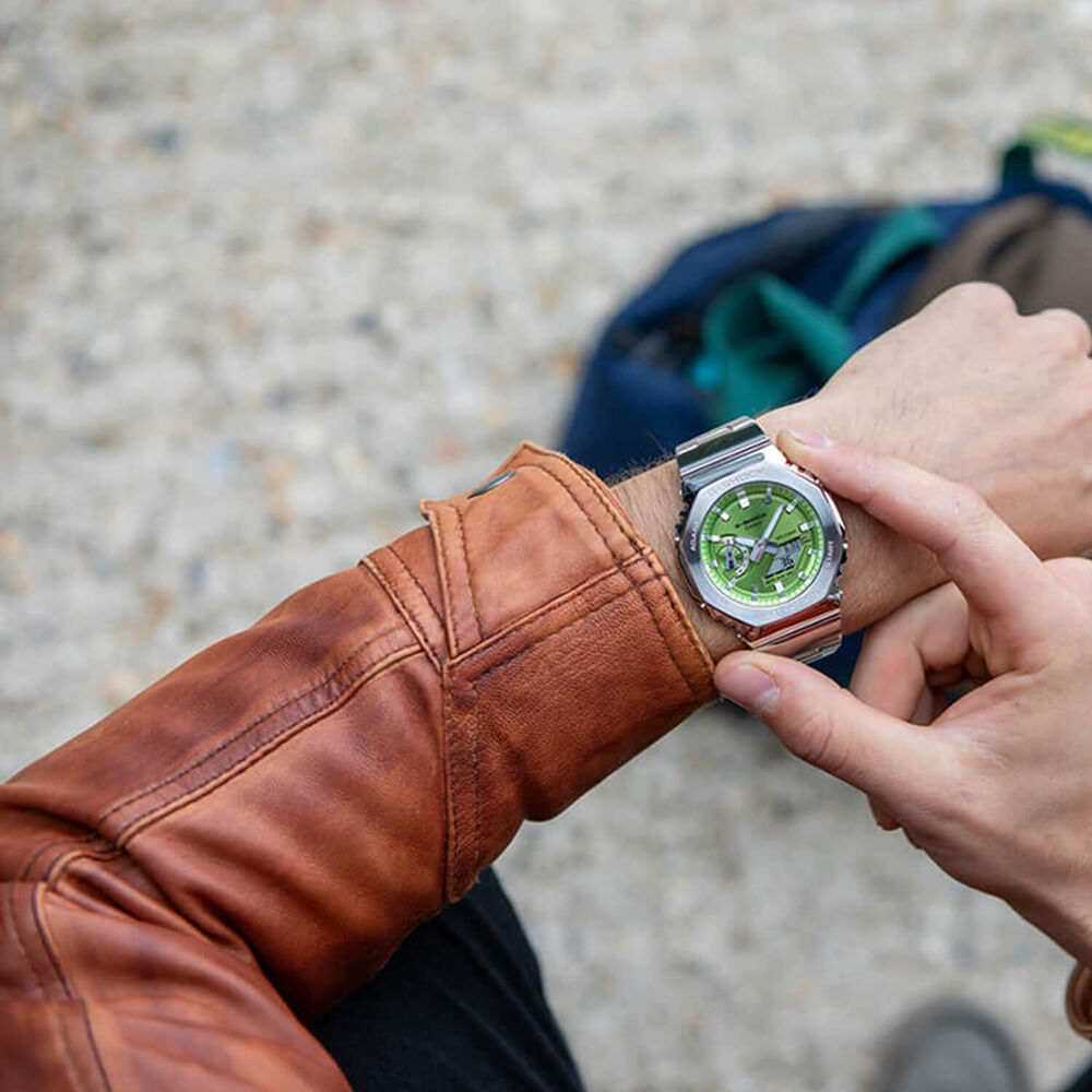 G-SHOCK G-STEEL 49.3mm Green Dial Stainless Steel Bracelet Watch image number 1