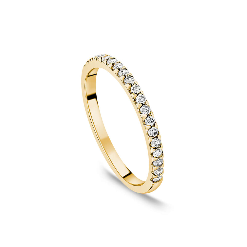 18ct Yellow Gold 1.7mm 0.15ct Diamond Triangle Claw Wedding Ring- (Special Order) image number 0