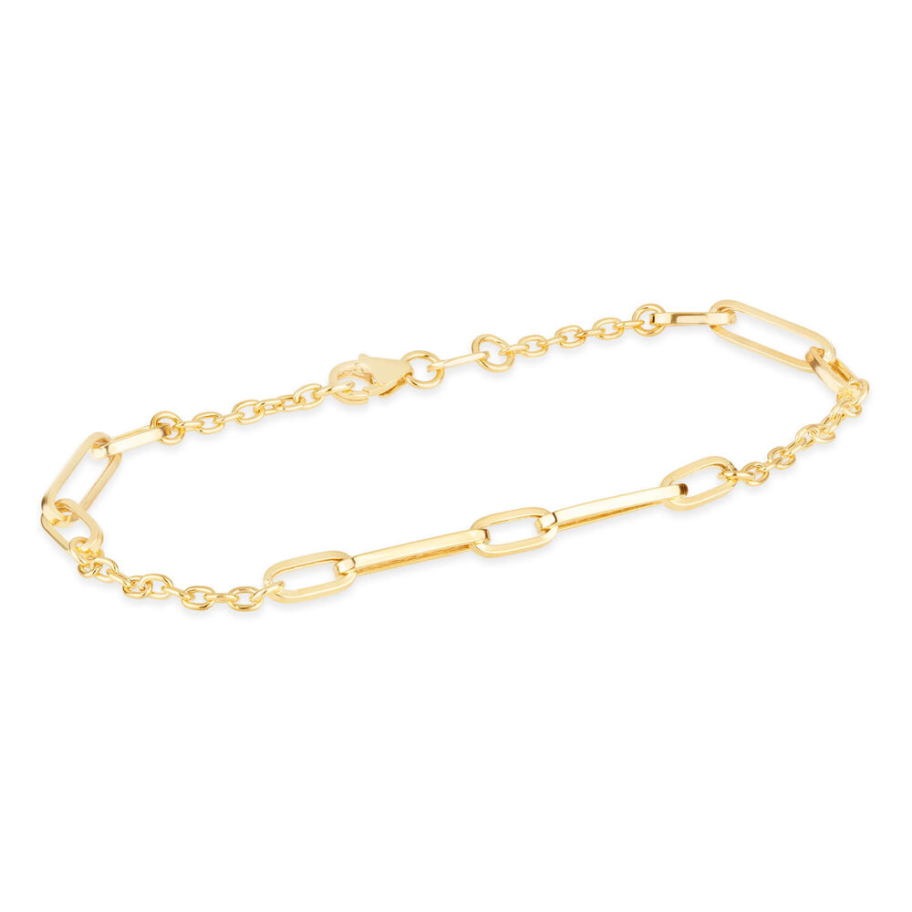 9ct Yellow Gold Long Open Link Stations Ladies Bracelet