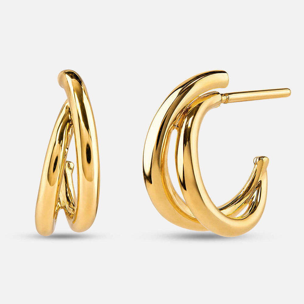 Yellow Gold Plated Sterling Silver Half Hoop Earrings