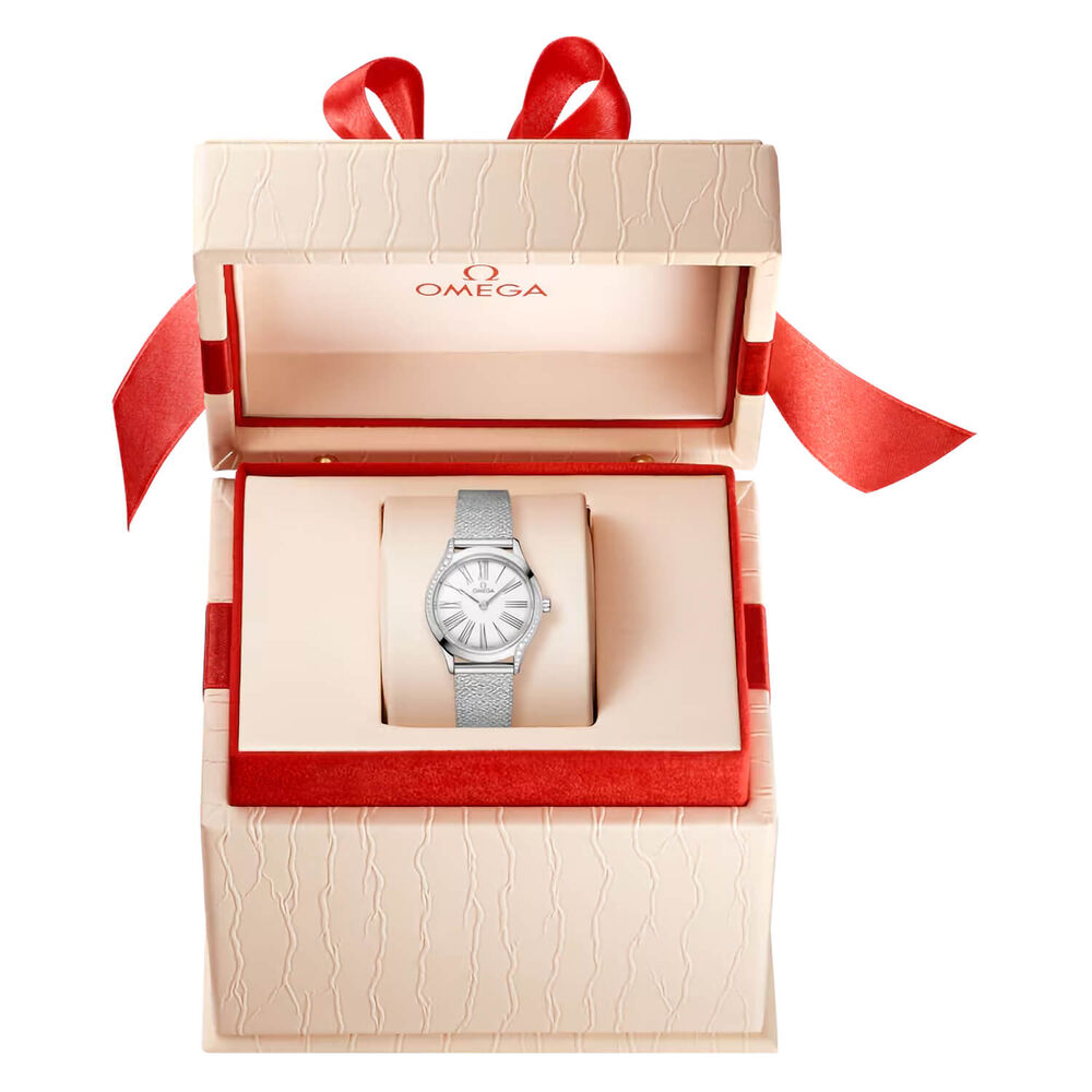 OMEGA De Ville Mini Tresor 26mm White Dial Diamond Set Steel Bracelet Watch image number 2