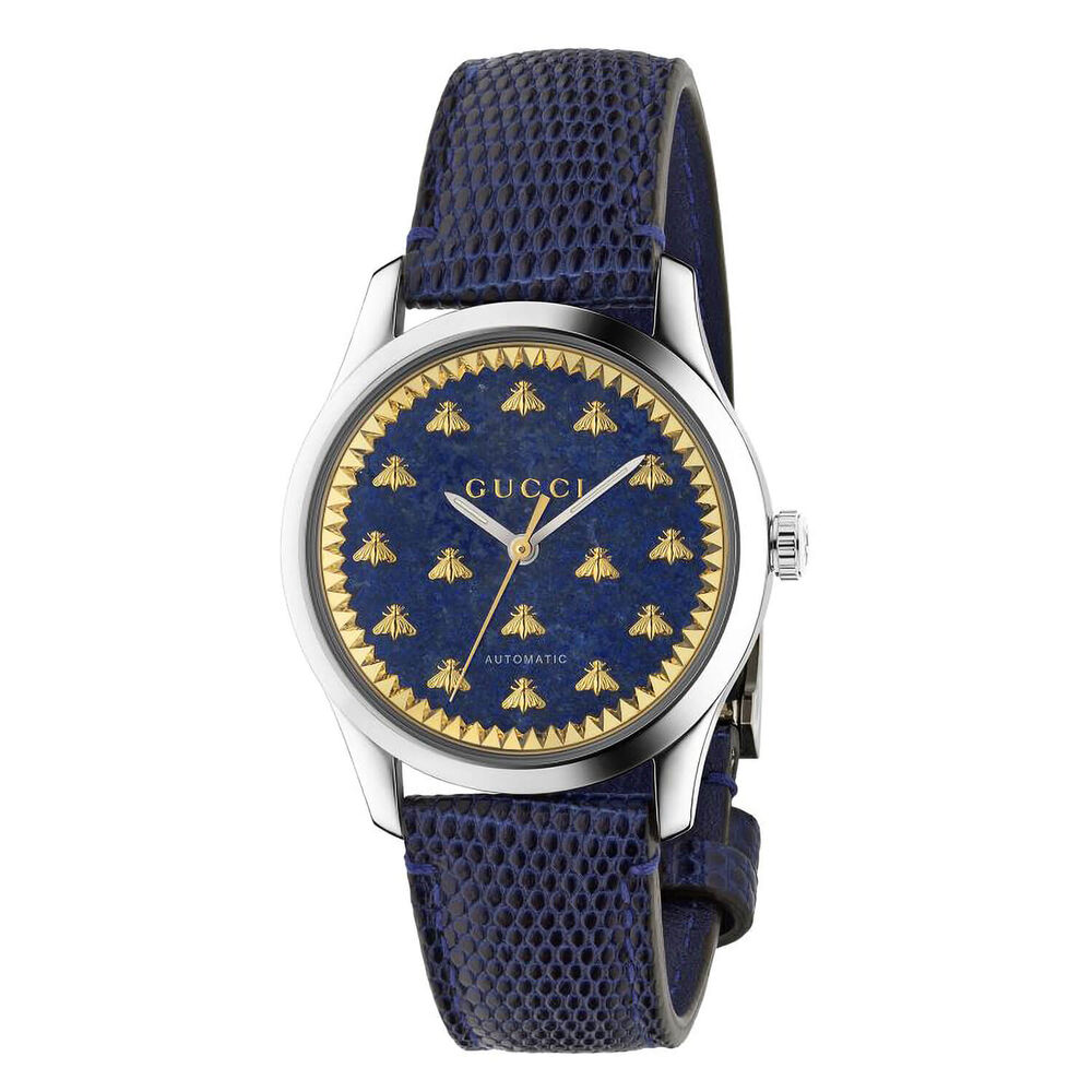 Gucci G-Timeless Automatic Blue Lapiz Dial Steel Case Blue Strap Watch image number 0