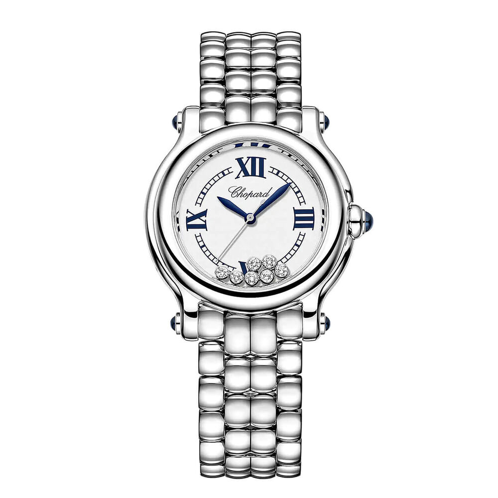 Chopard Happy Sport The First 33mm Silver Toned Dial 0.21ct Diamonds Steel Bracelet Watch