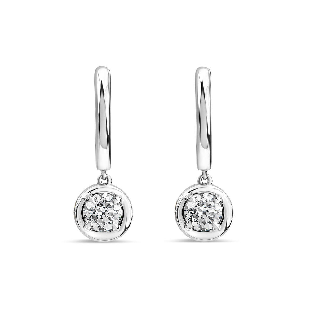 Born Orbit 9ct White Gold Lab Grown 0.80ct Round Diamond Drop Earrings image number 0