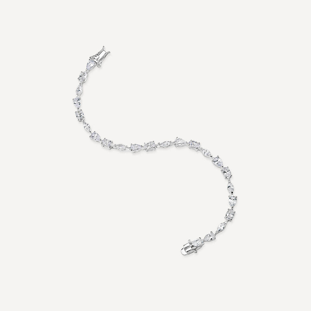 Sterling Silver Marquise & Pear& Oval Shape Cubic Zirconia Bracelet image number 3