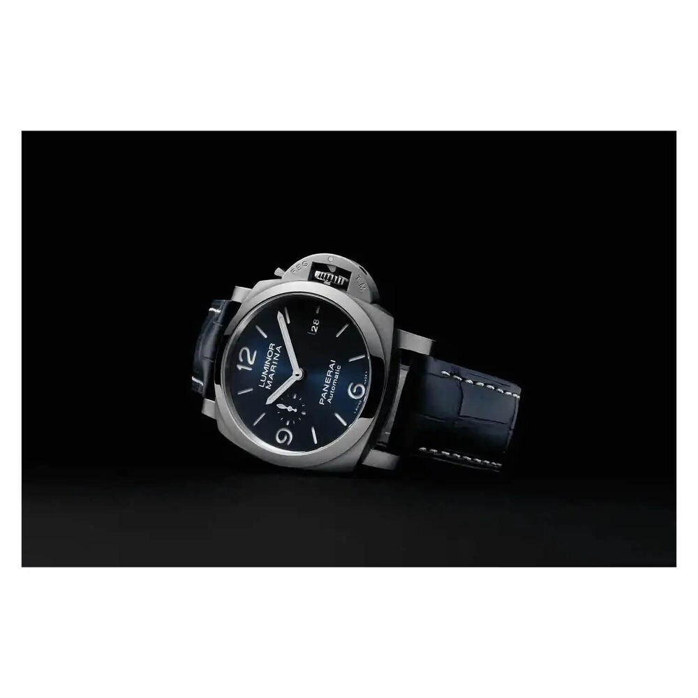 Panerai Luminor 44mm Marina Blue Dial Strap Watch image number 3