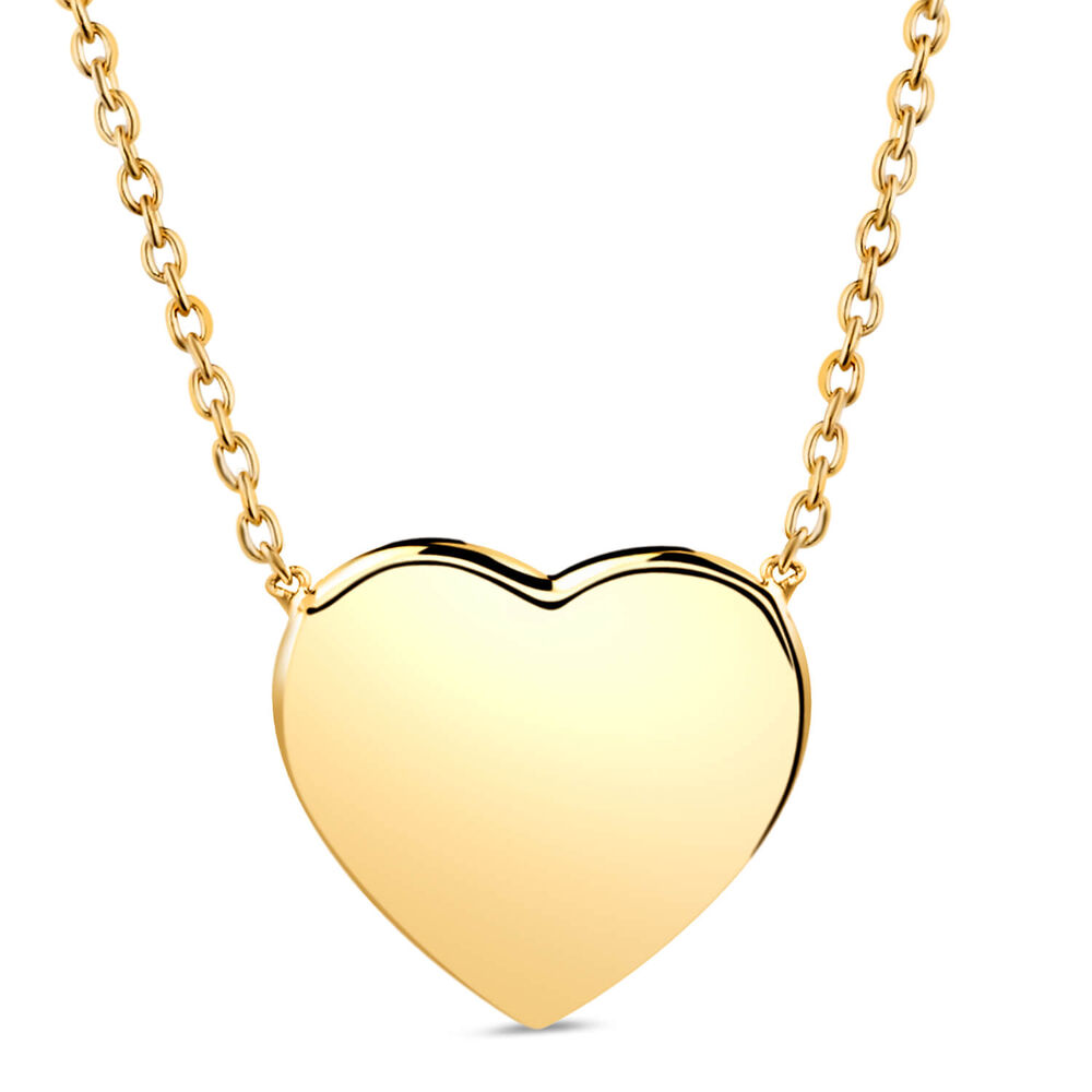9ct Yellow Gold Plain Polished Heart Necklet image number 0