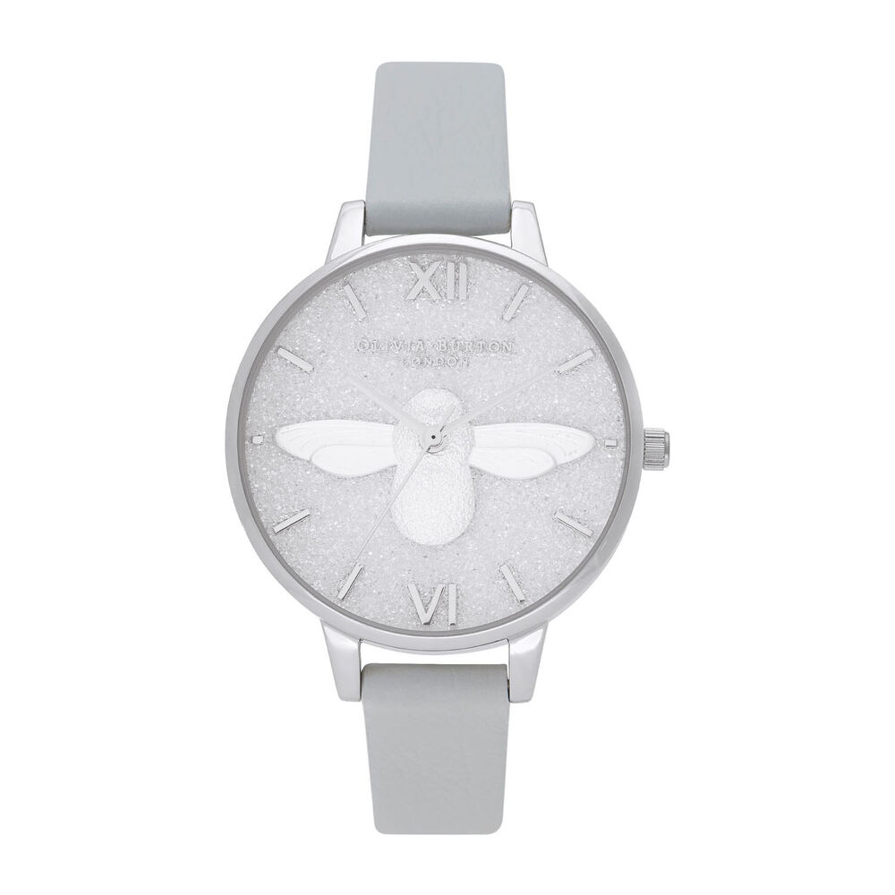 Olivia Burton Stainless Steel Glitter Dial 3D Bee 34mm Ladies Watch image number 0