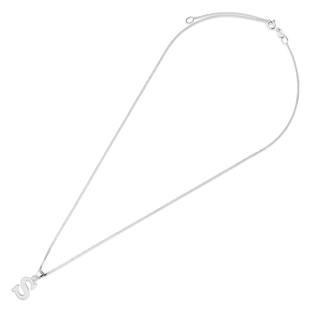 Sterling Silver Block Initial S Pendant image number 3