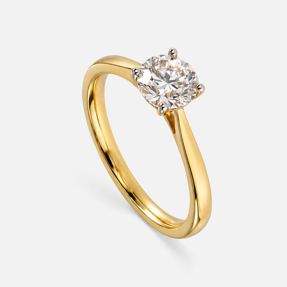18ct Yellow Gold 1.00ct Round Brilliant Diamond Four Claw Solitaire Ring