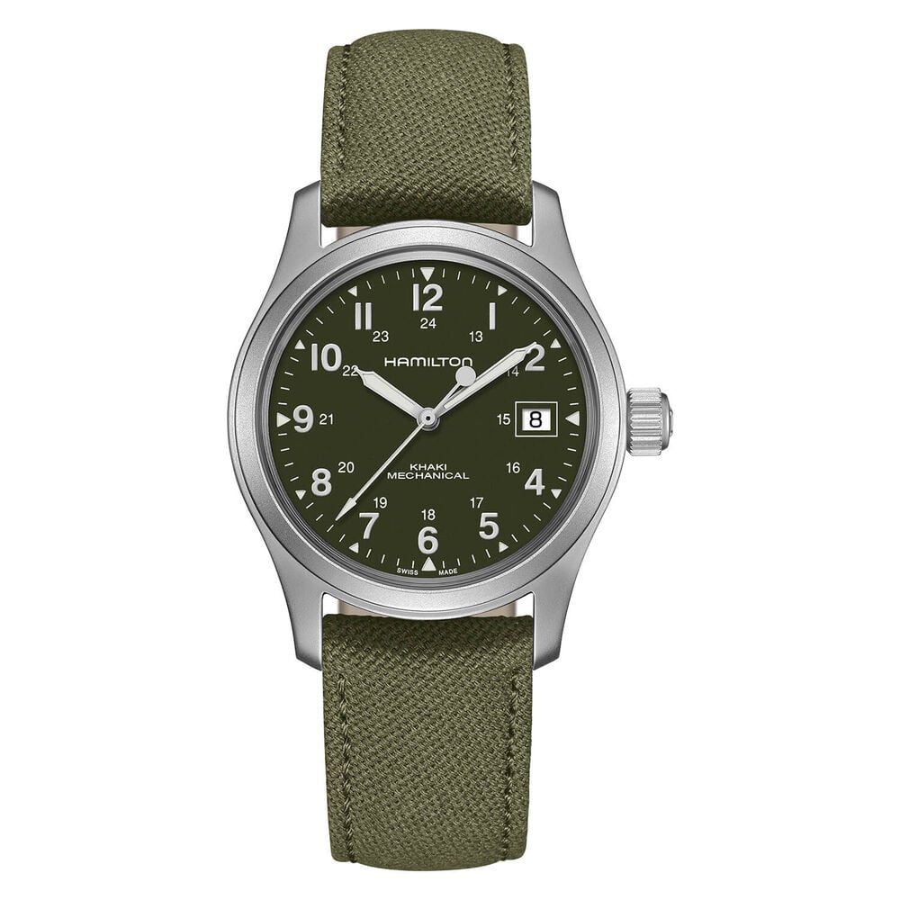 Hamilton Khaki Field Mechanical 38mm Green Steel Case Canvas Watch