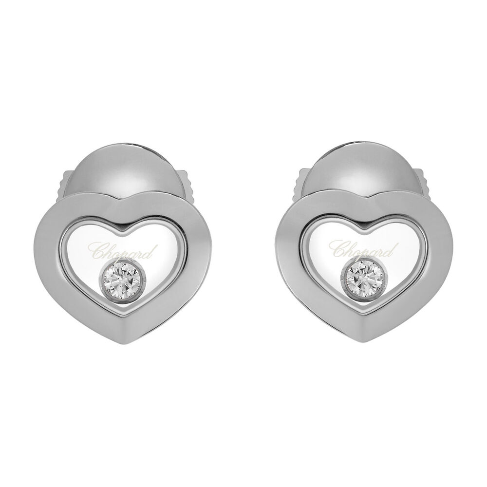 Chopard 18ct White Gold Happy Diamond Icon Heart Earrings