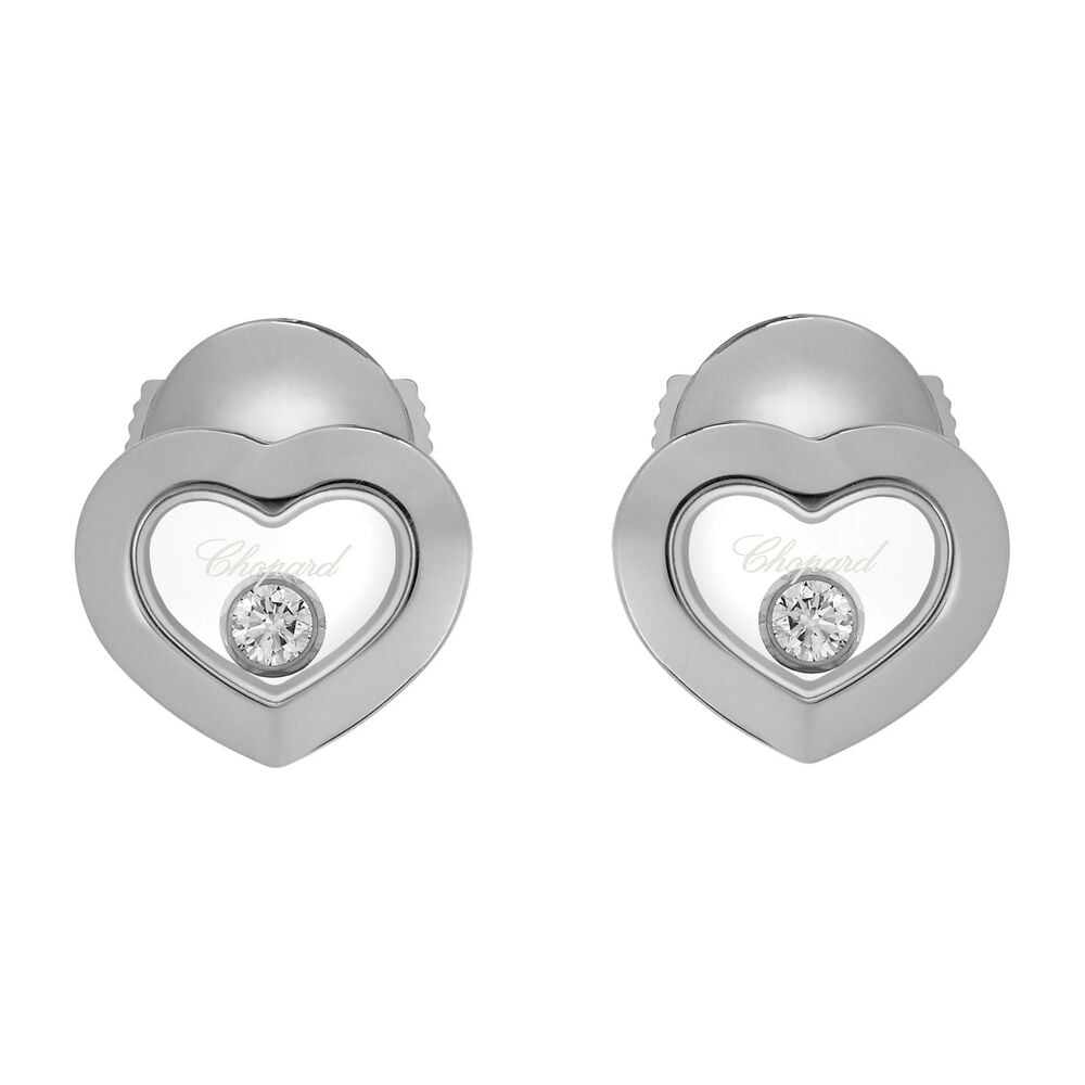 Chopard 18ct White Gold Happy Diamond Icon Heart Earrings image number 0